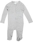 Cotton Modal Double Zip Romper Grey Marle