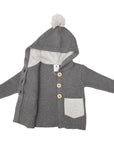 Hood Lined Knit Jacket with Pocket Charcoal