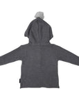 Hood Lined Knit Jacket with Pocket Charcoal