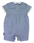 Whale Hand Embroidered & Smocked Romper Dusty Blue