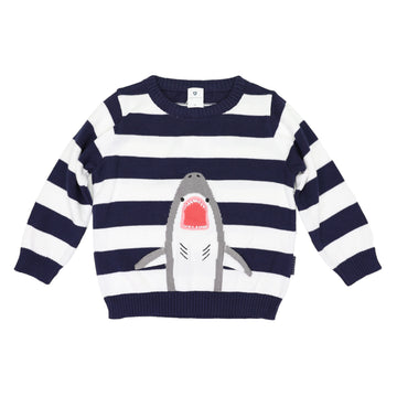 Shark Knit Sweater Navy Stripe