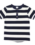 Striped Henley Tee Navy Stripe