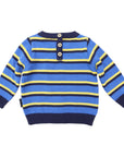 Knit Sweater With Rocket Applique Blue Stripe
