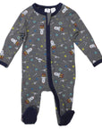 Space Rocket Printed Onesie Charcoal