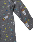 Space Rocket Printed Onesie Charcoal