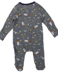 Space Rocket Printed Onesie Charcoal