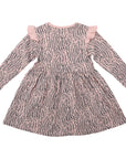 Tiger Stripe Cotton Frill Dress Dusty Pink