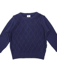 Pattern Knit Sweater Navy