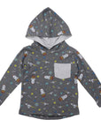 Space Rocket Hooded Tee Charcoal