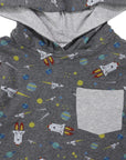 Space Rocket Hooded Tee Charcoal