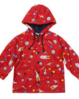 Space Rocket Raincoat Red