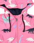 Dinosaur Colour Change Rain Suit Hot Pink