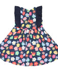 Poplin Flower Frill Dress Navy
