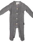 Cable Knit Button up Onesie Charcoal