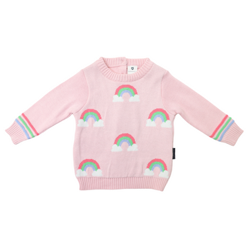 Rainbow Pattern Knit Sweater Fairytale Pink