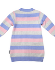 Striped Cotton Knit A-line Dress Blue/Pink/Grey