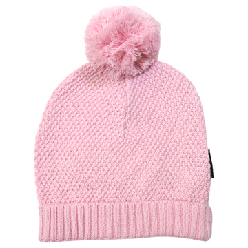 Textured Knit Beanie with Pom Pom Fairytale Pink