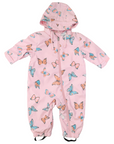 Butterfly Colour Change Terry Towelling Lined Zip Rain Suit Fairytale Pink