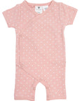 Organic Cotton Short Sleeve Romper Pink Spot