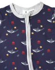 Under the Sea Short Sleeve Zip Onesie Navy