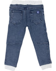 Elastic Waist Denim Jean with Drawstring Mid Wash