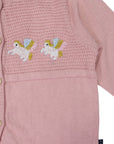 Unicorn Hand Embroidered Cardigan Dusty Pink