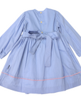 Long Sleeve Smocked Dress Blue Heron