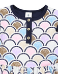 Arch Frill Print Dress Blue