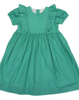 Cotton Poplin Gold Spot Frill Dress Green