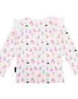 Dancing Unicorn Frill Print Tee Cream