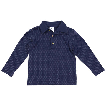 Long Sleeve Top with Collar Navy
