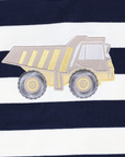 Truck Applique Tee Navy Stripe