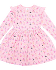Dancing Unicorn Print Dress Pink