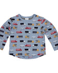 Cars and Trucks Printed Top Blue