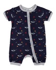 Under the Sea Short Sleeve Zip Onesie Navy