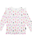Dancing Unicorn Frill Print Tee Cream