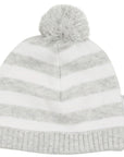 Knit Beanie Grey Stripe with Pom