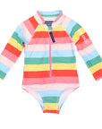 Rainbow Zip Swimsuit Rainbow Stripe