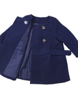 Double Breasted Satin Lined Overcoat Navy