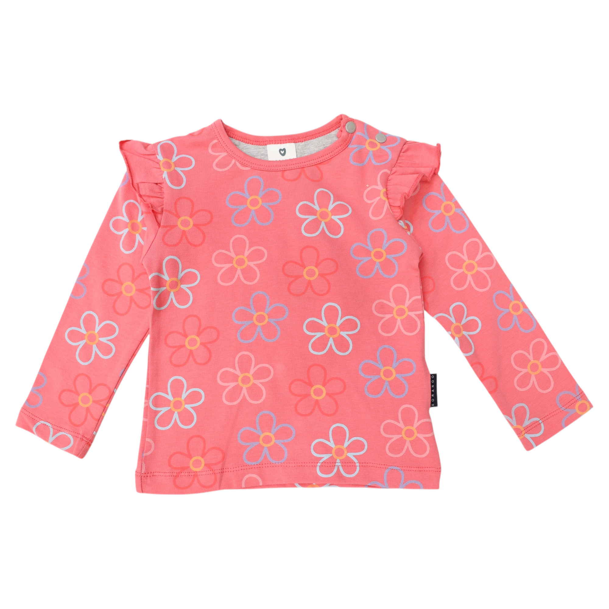 All Over Flower Print Frill Top Tea Rose