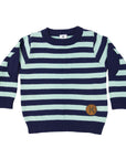 Cotton Knit Striped Sweater Green/Navy