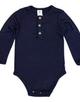 Button Down Cotton Modal Bodysuit Navy