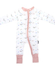 Narwhal Zip Onesie White