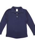 Cotton Modal Long Sleeve Polo Navy