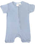 Cotton Modal Short Sleeve Zip Onesie Blue