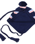 Knit Striped Girls Beanie Navy