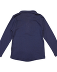 Cotton Modal Long Sleeve Polo Navy