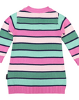 A-line Striped Knit Dress Green