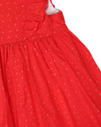 Gold Spot Frill Dress Red