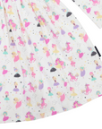 Dancing Unicorn Print Dress Cream